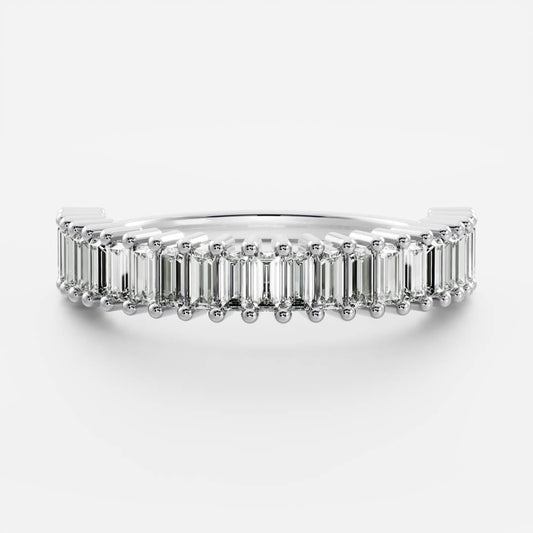 0.4 TCW Baguette Half Eternity Moissanite Wedding Band