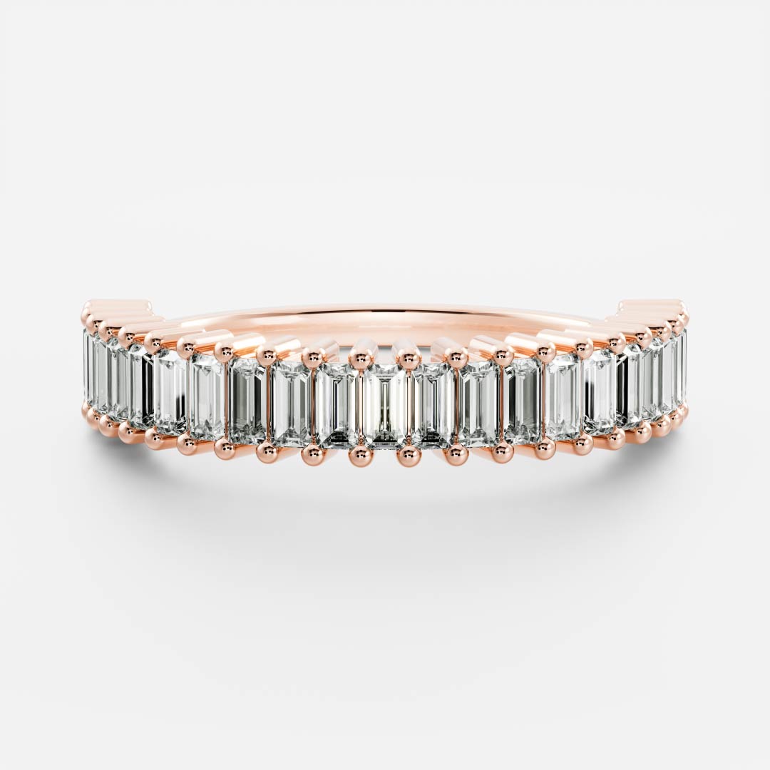 0.4 TCW Baguette Half Eternity Moissanite Wedding Band