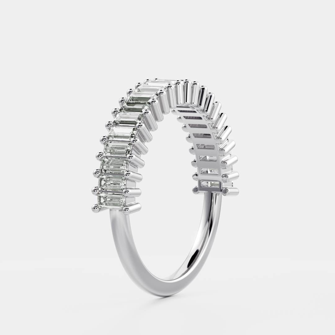 0.4 TCW Baguette Half Eternity Moissanite Wedding Band