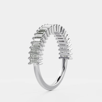 0.4 TCW Baguette Half Eternity Moissanite Wedding Band