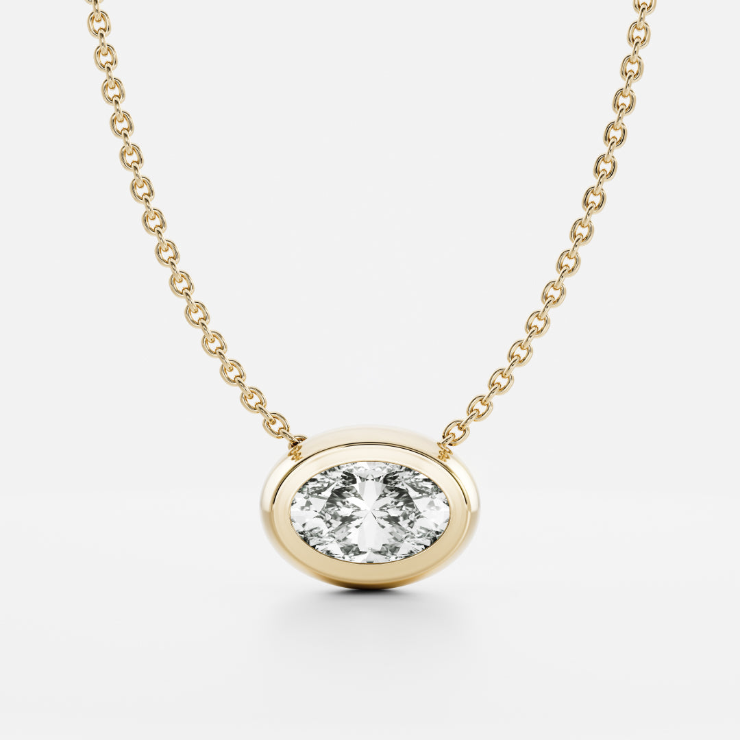 0.5 TCW Oval Moissanite Bezel Necklace