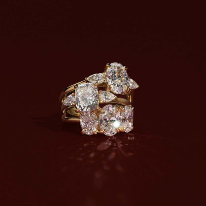 2 CT Oval Three Stone Moissanite Engagement Ring