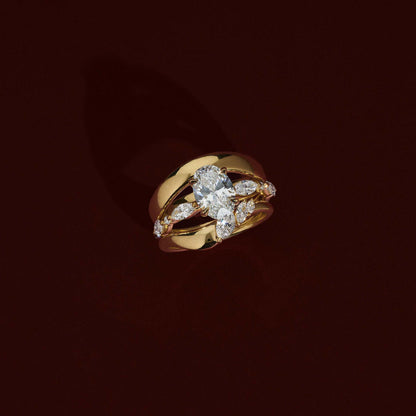 1.5 CT Oval Pave Moissanite Engagement Ring