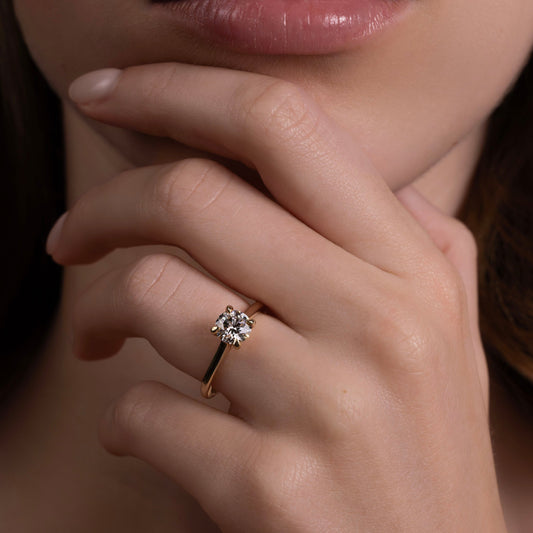 0.5 CT Round Solitaire Moissanite Engagement Ring