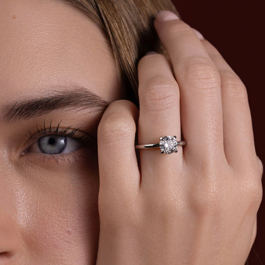 1 CT Round Solitaire Moissanite Engagement Ring