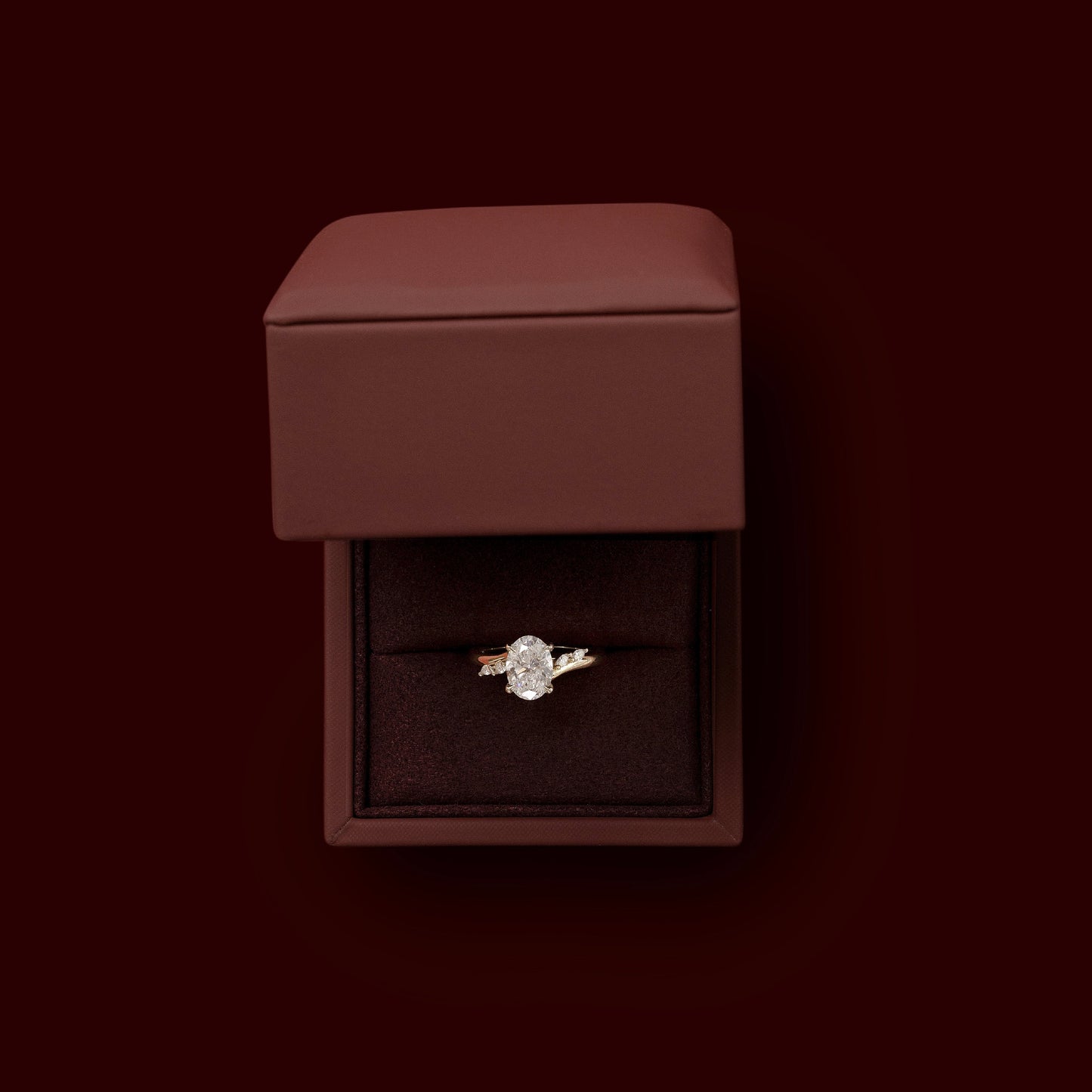 1 CT Oval Cluster Moissanite Engagement Ring
