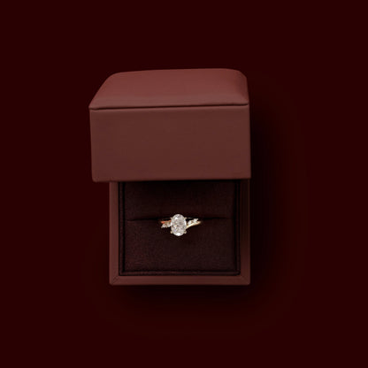 1 CT Oval Cluster Moissanite Engagement Ring