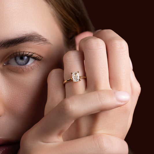 1.5 CT Elongated Cushion Solitaire Moissanite Engagement Ring
