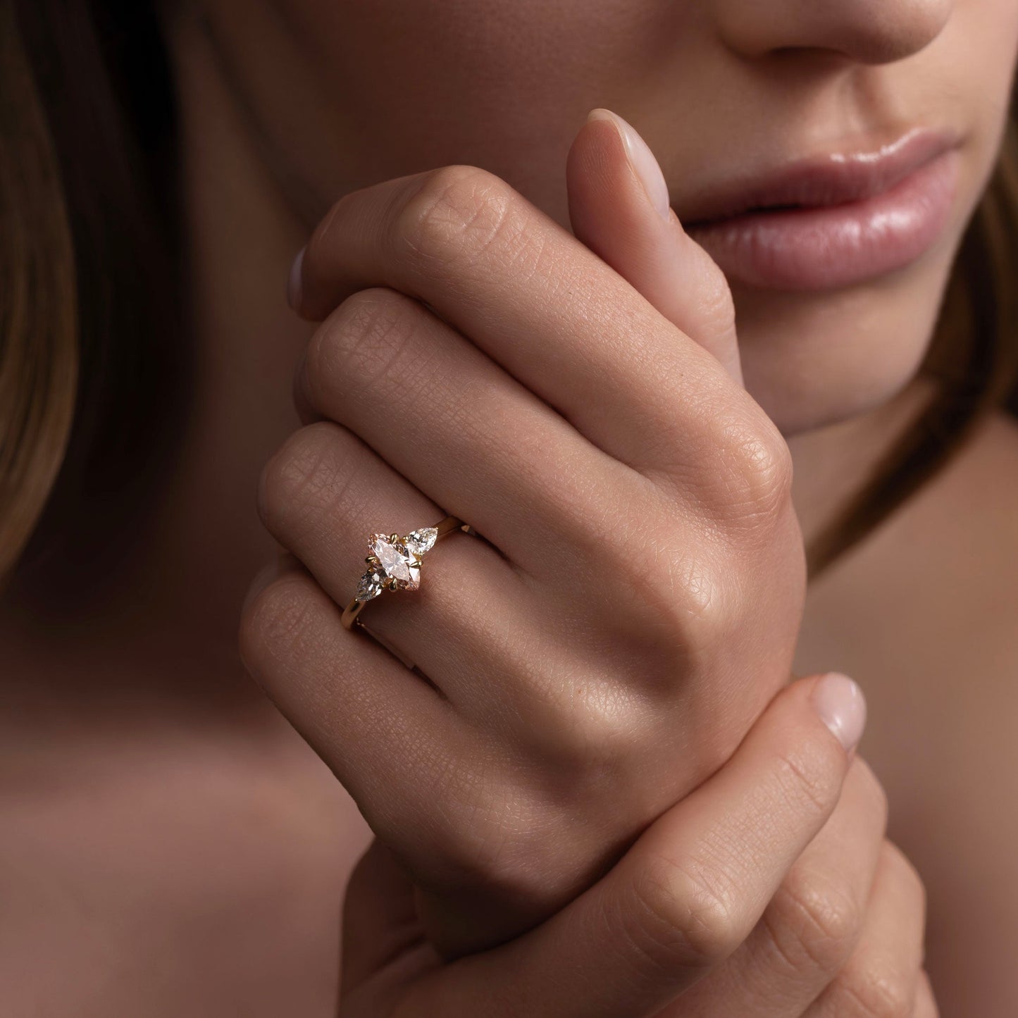 1 CT Marquise Three Stone Moissanite Engagement Ring