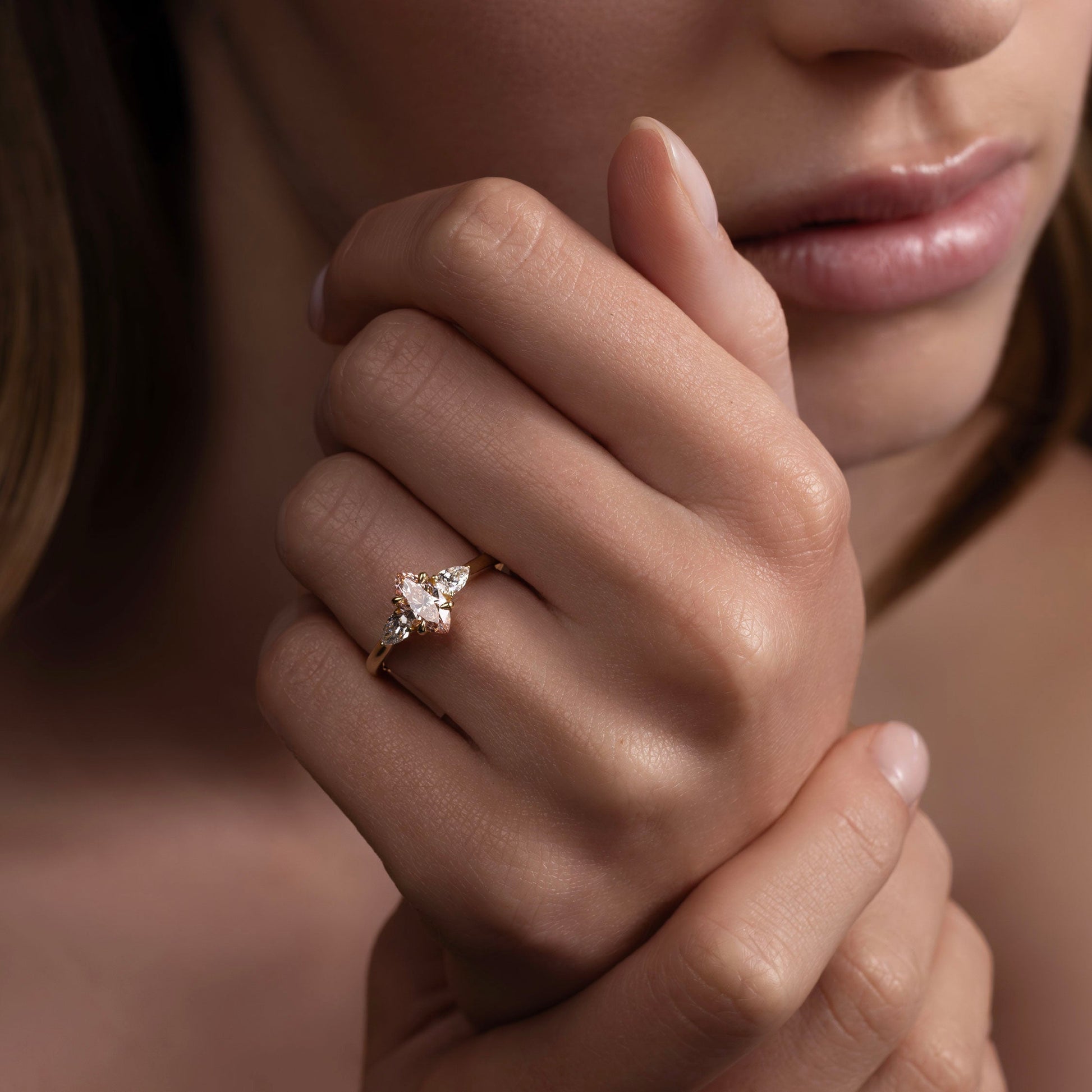 1 CT Marquise Three Stone Moissanite Engagement Ring