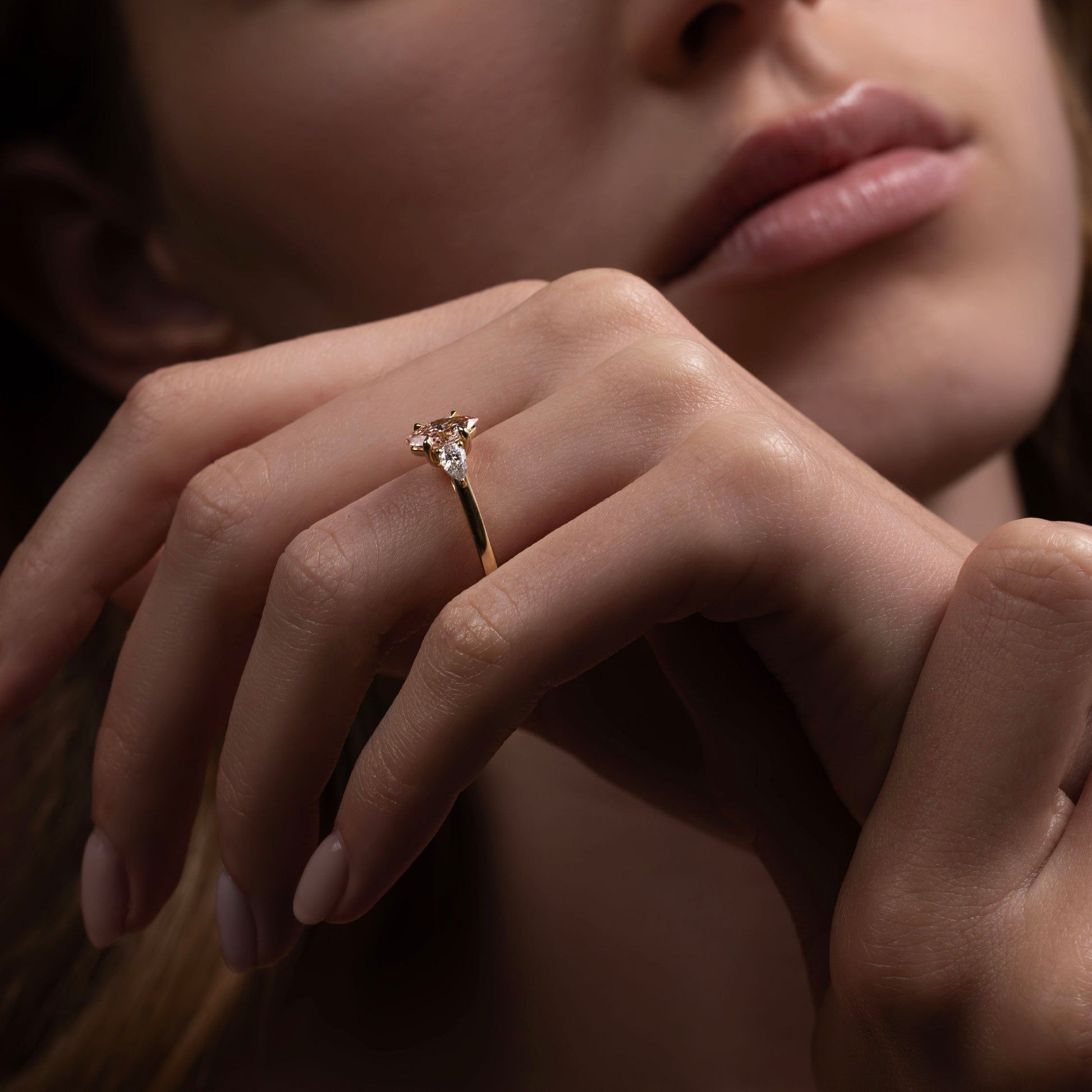 1 CT Marquise Three Stone Moissanite Engagement Ring