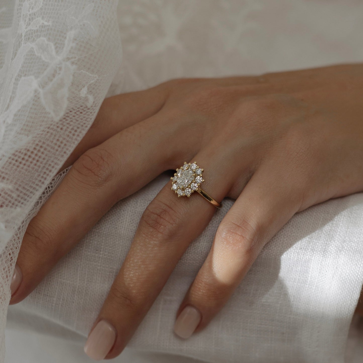 1 CT Elongated Cushion Halo Moissanite Engagement Ring