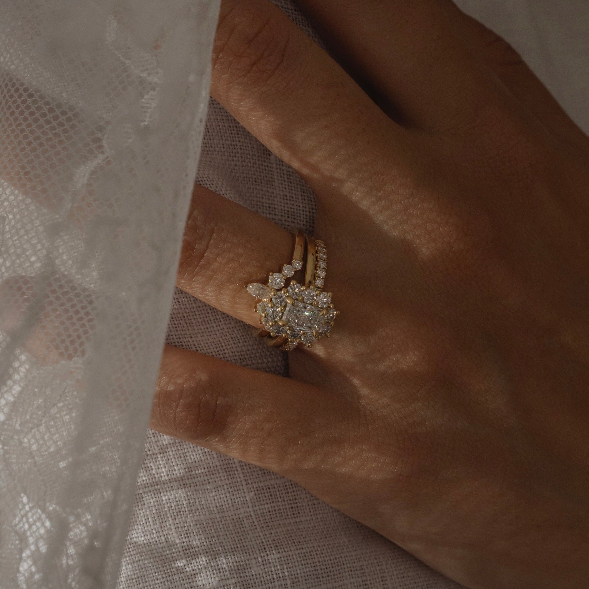 1.5 CT Radiant Halo Moissanite Engagement Ring