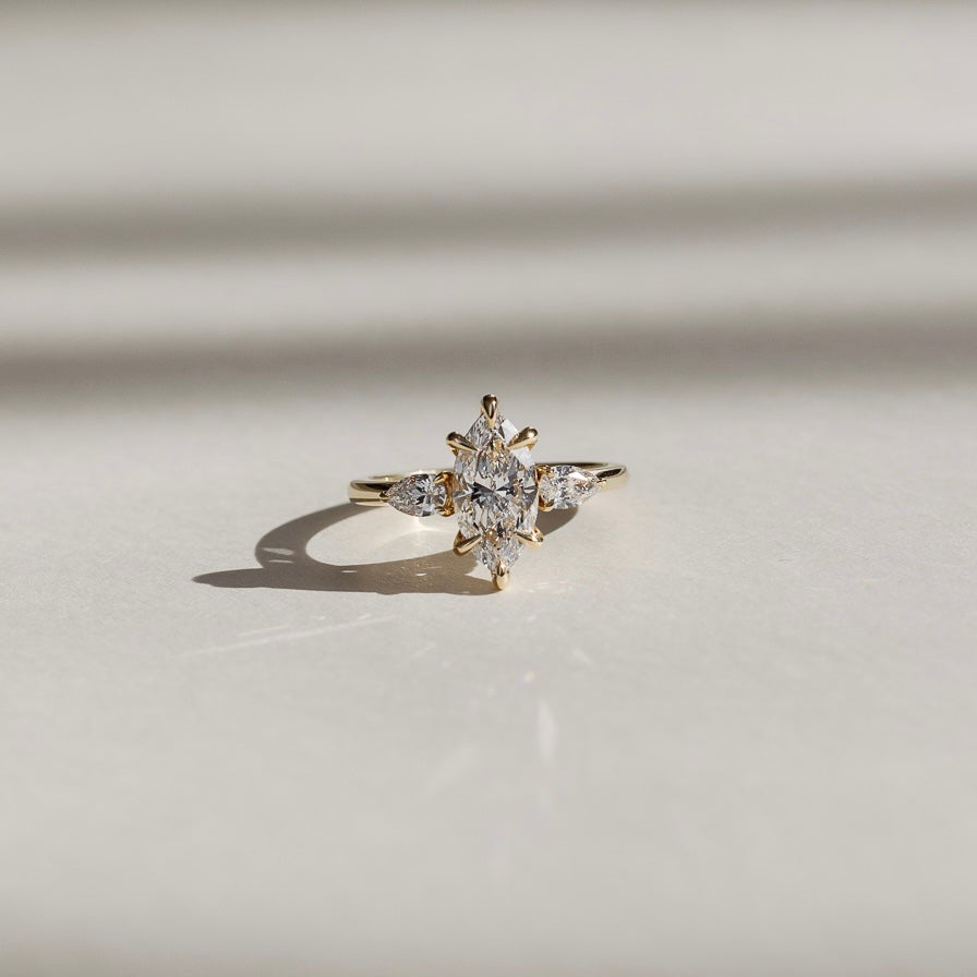 1 CT Marquise Three Stone Moissanite Engagement Ring