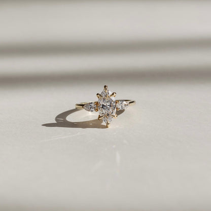 1 CT Marquise Three Stone Moissanite Engagement Ring