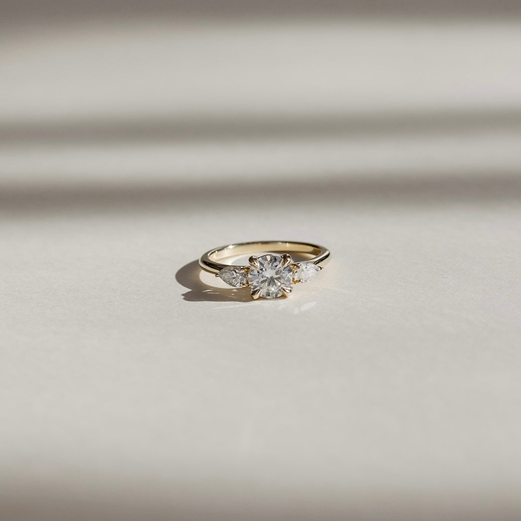 0.5 CT Round Three Stone Moissanite Engagement Ring
