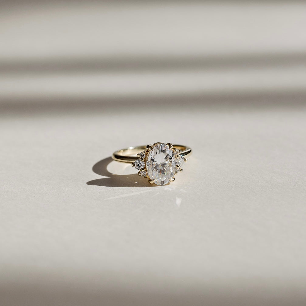 1 CT Oval Cluster Moissanite Engagement Ring