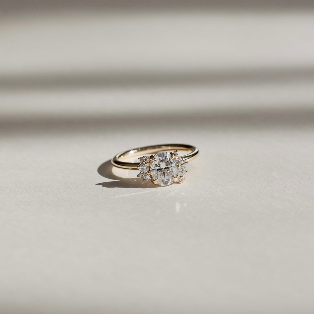 1 CT Oval Cluster Moissanite Engagement Ring