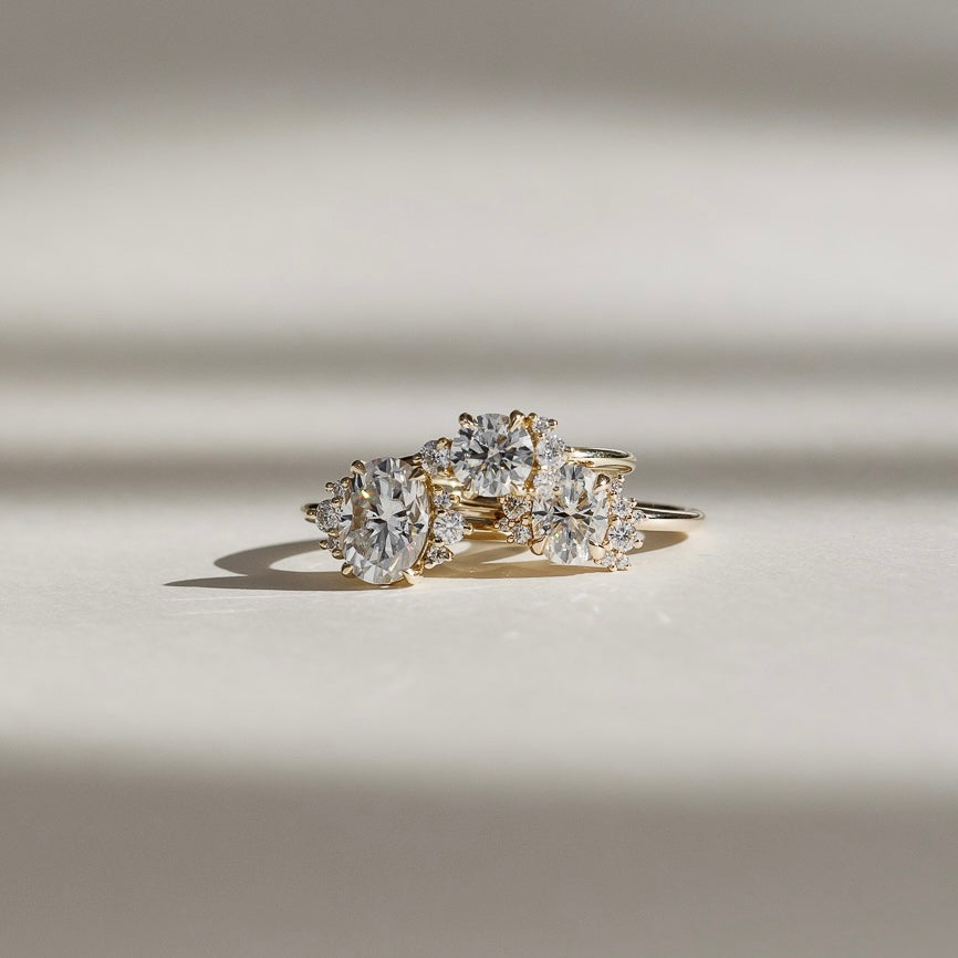 1 CT Oval Cluster Moissanite Engagement Ring