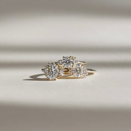 1 CT Oval Cluster Moissanite Engagement Ring