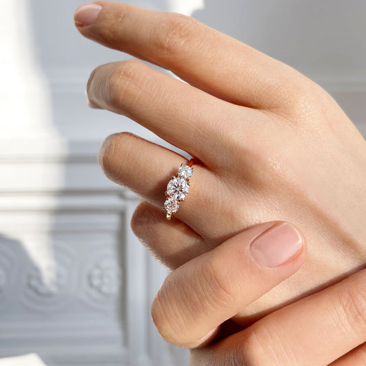 0.60 CT Round Three Stone Moissanite Engagement Ring