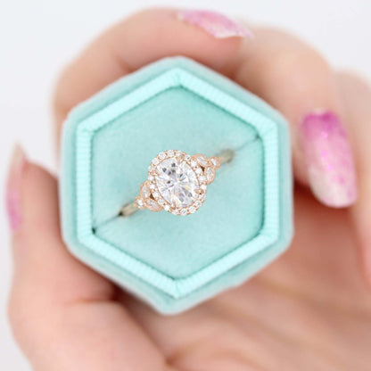 1.33 CT Oval Cluster Moissanite Engagement Ring