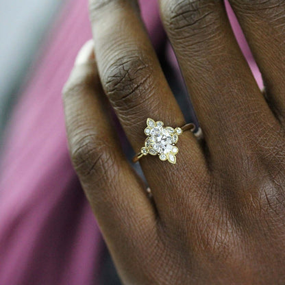1.33 CT Oval Cluster Moissanite Engagement Ring