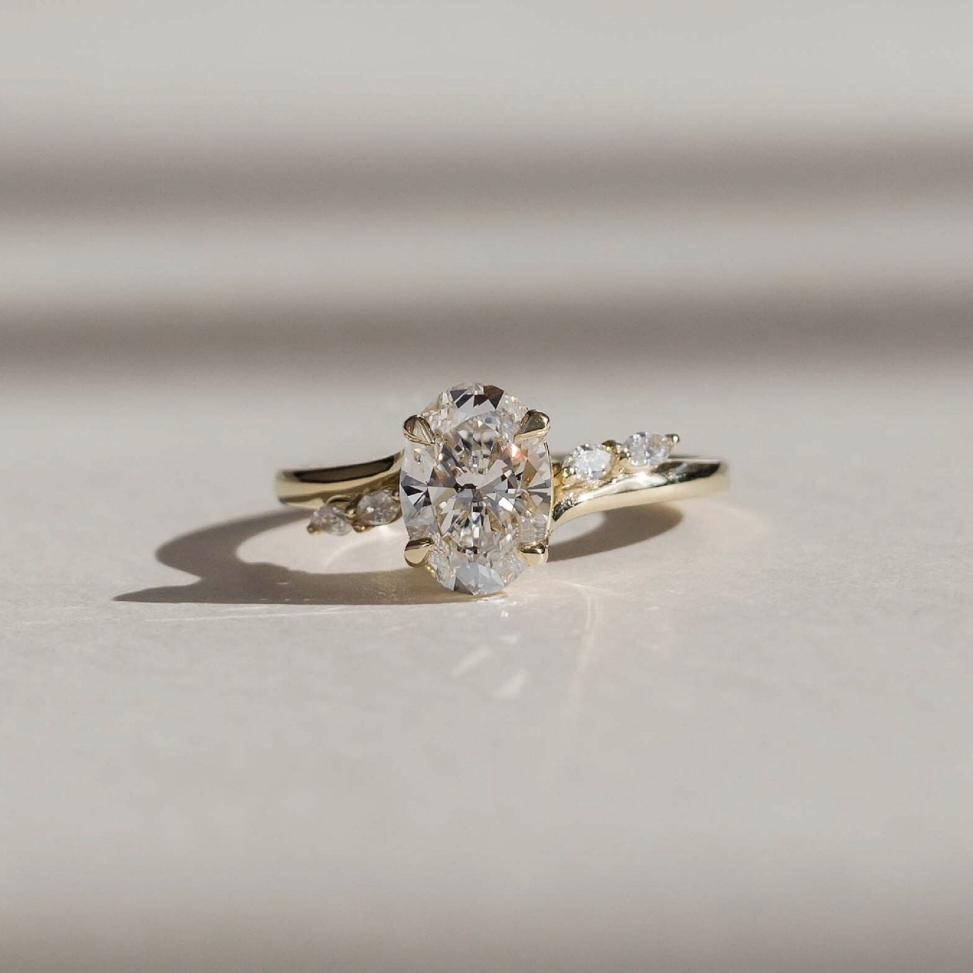 1 CT Oval Cluster Moissanite Engagement Ring