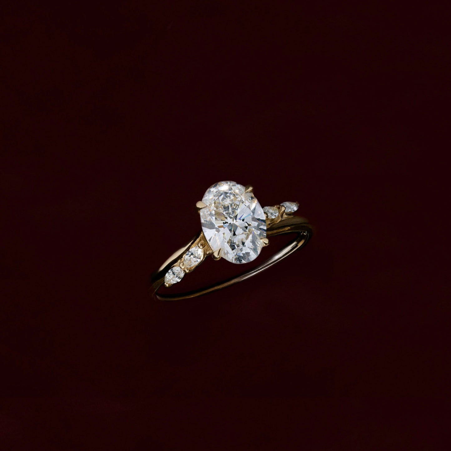 1 CT Oval Cluster Moissanite Engagement Ring