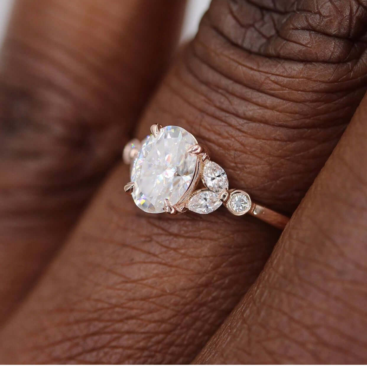 1 CT Oval Cluster Moissanite Engagement Ring