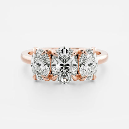 2 CT Oval Three Stone Moissanite Engagement Ring