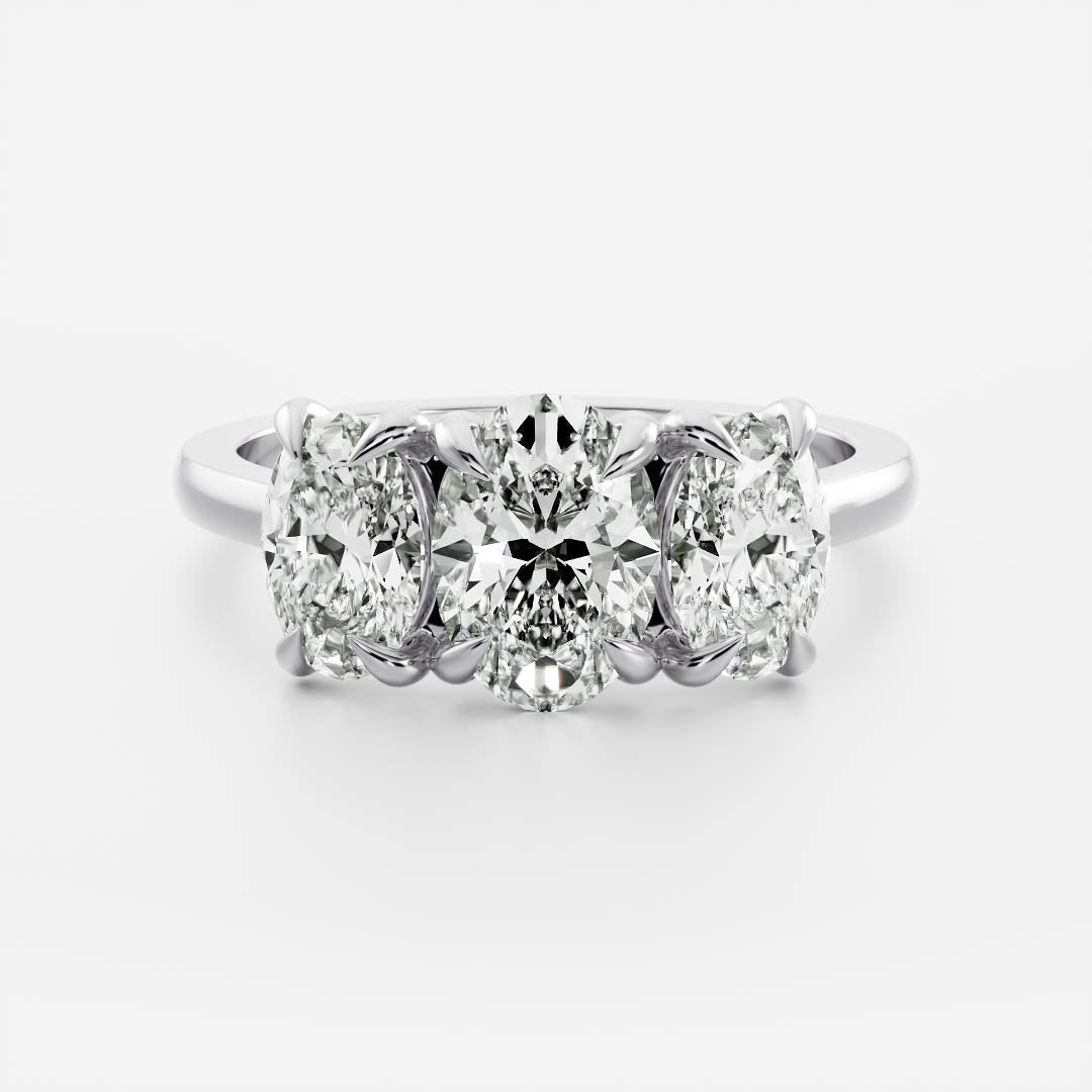2 CT Oval Three Stone Moissanite Engagement Ring