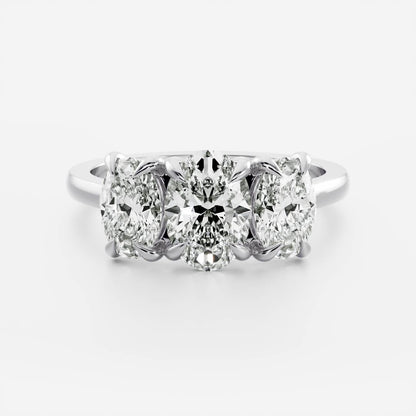 2 CT Oval Three Stone Moissanite Engagement Ring