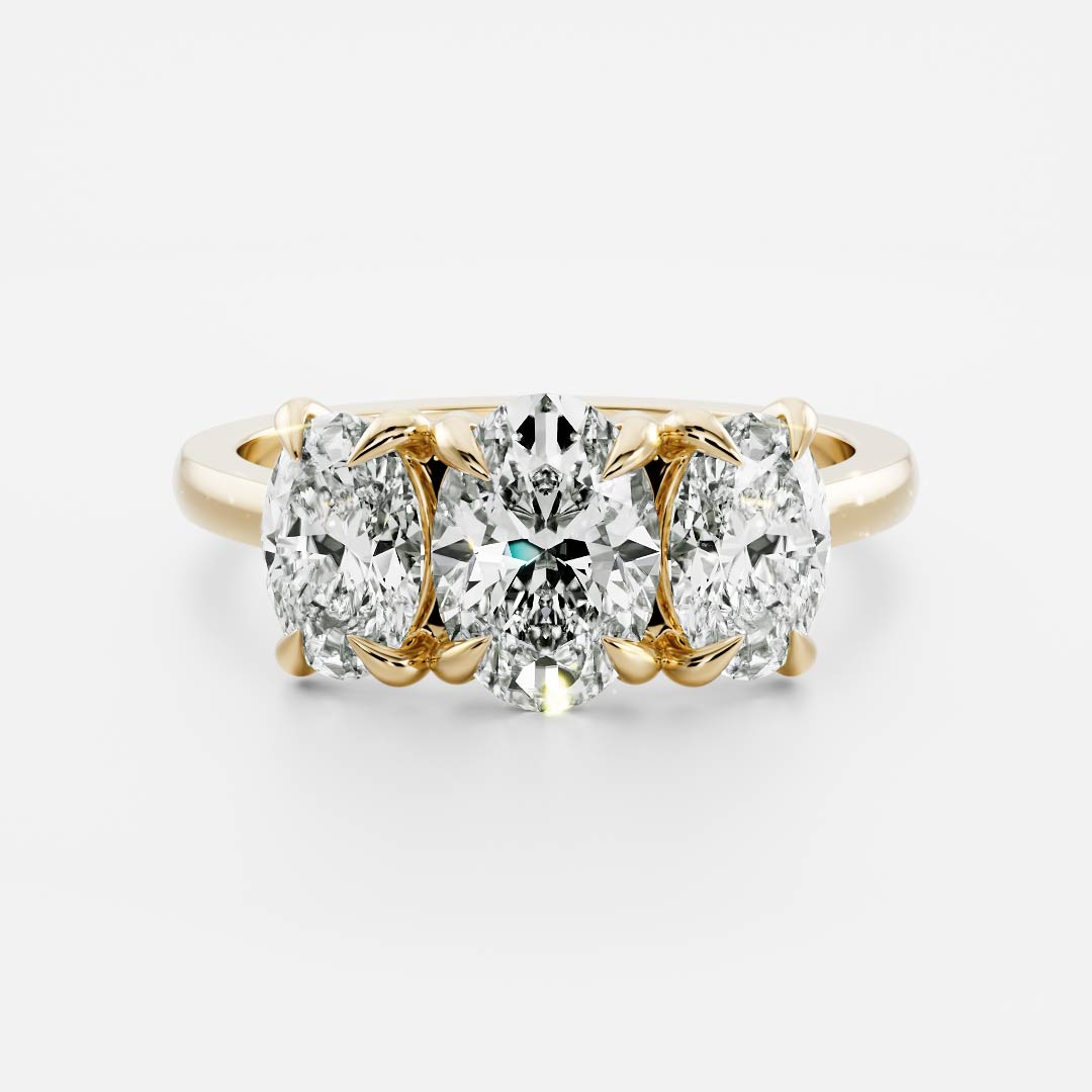 2 CT Oval Three Stone Moissanite Engagement Ring