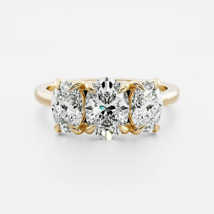 2 CT Oval Three Stone Moissanite Engagement Ring