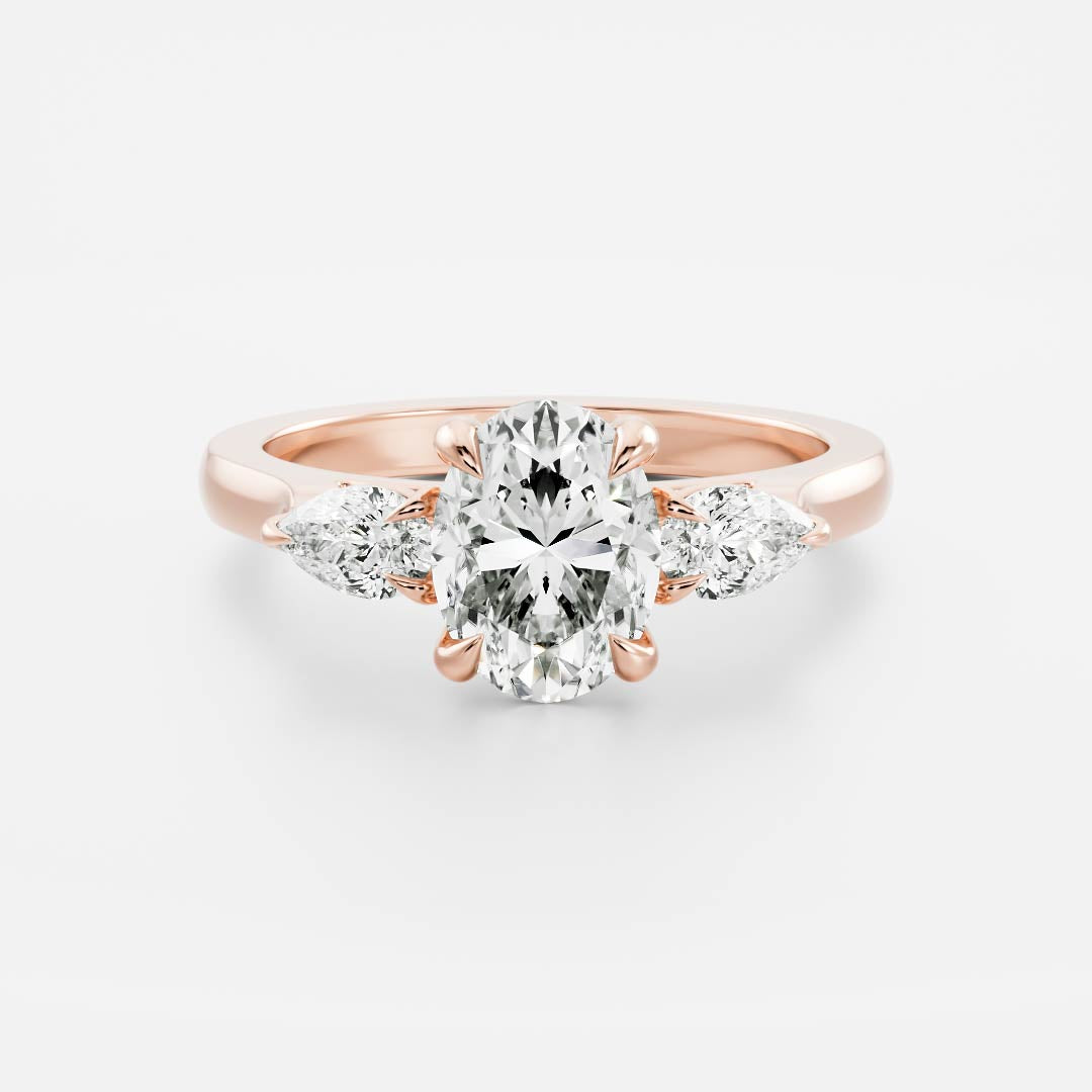1.5 CT Oval Three Stone Moissanite Engagement Ring