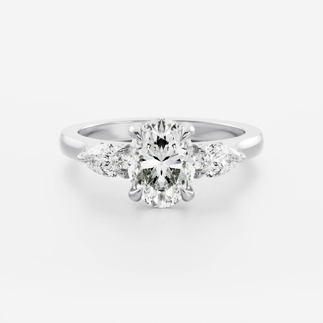 1.5 CT Oval Three Stone Moissanite Engagement Ring