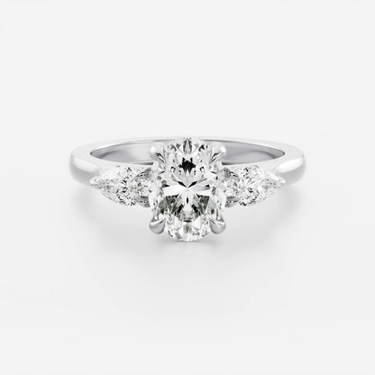 1.5 CT Oval Three Stone Moissanite Engagement Ring
