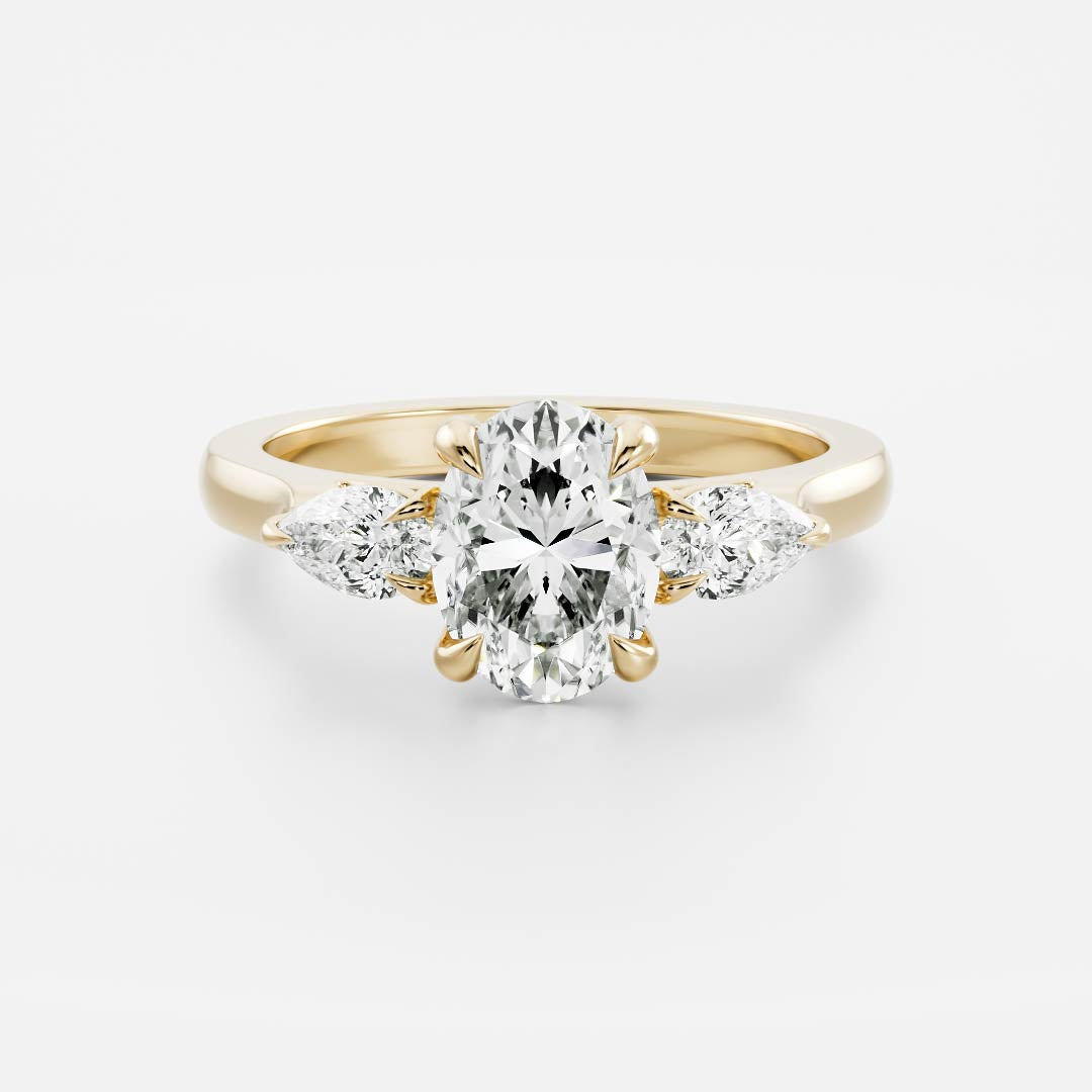1.5 CT Oval Three Stone Moissanite Engagement Ring