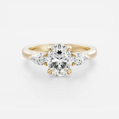 1.5 CT Oval Three Stone Moissanite Engagement Ring