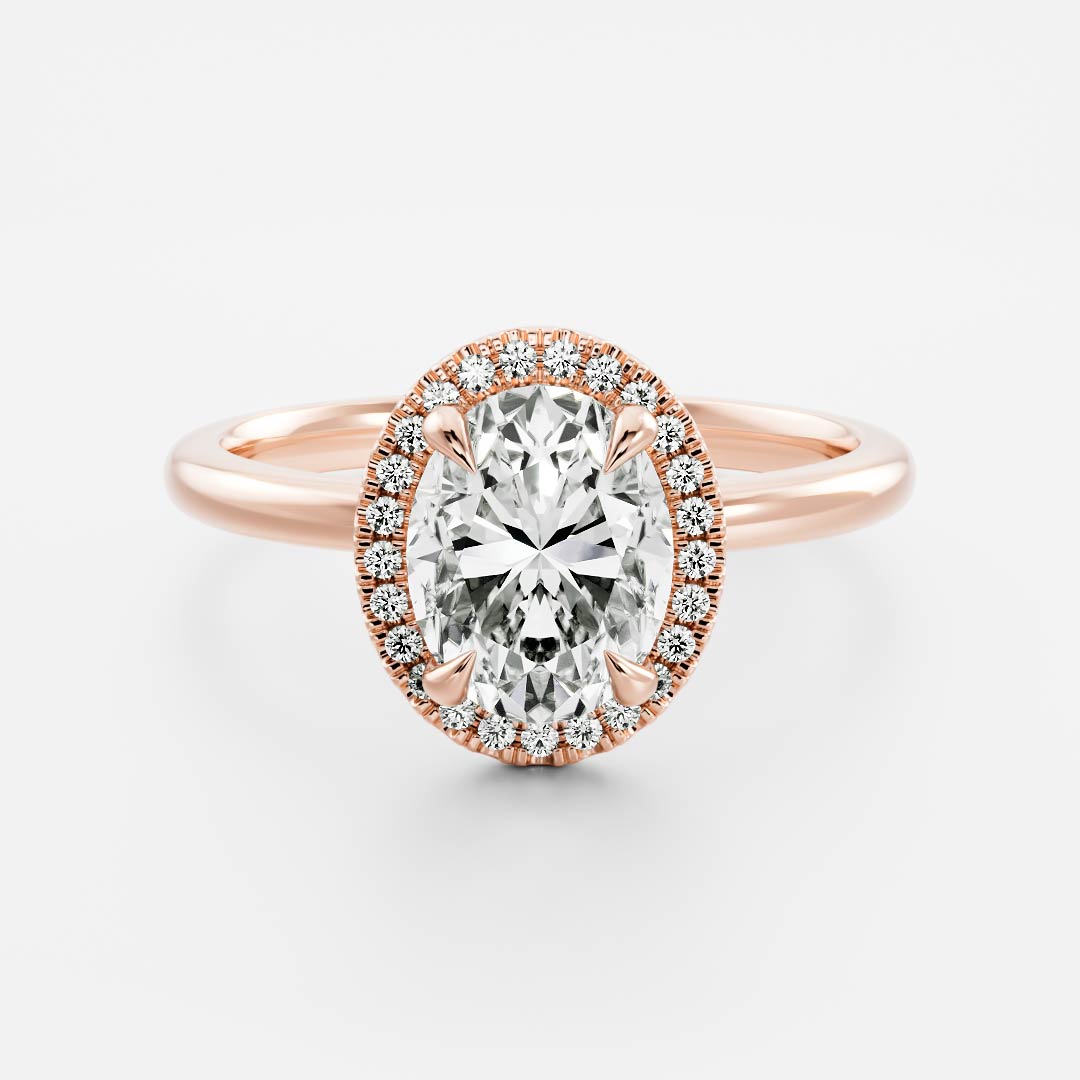 1 CT Oval Halo Moissanite Engagement Ring