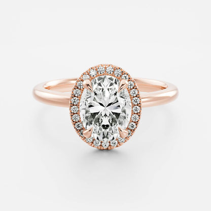 1 CT Oval Halo Moissanite Engagement Ring