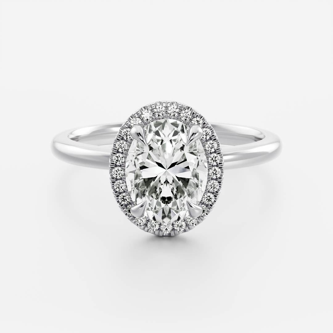 1 CT Oval Halo Moissanite Engagement Ring