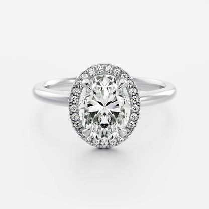 1 CT Oval Halo Moissanite Engagement Ring