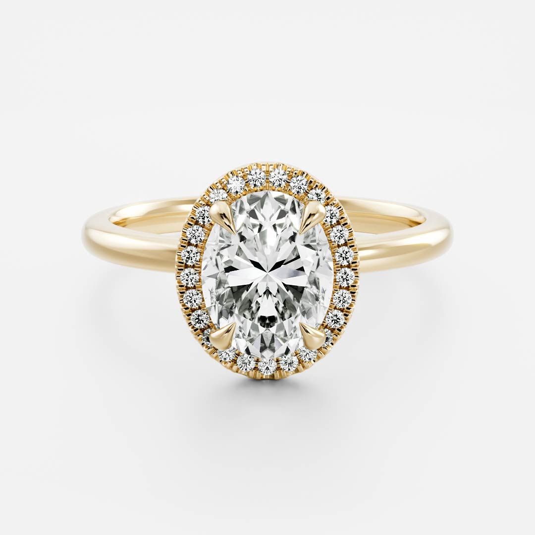 1 CT Oval Halo Moissanite Engagement Ring