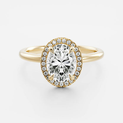 1 CT Oval Halo Moissanite Engagement Ring