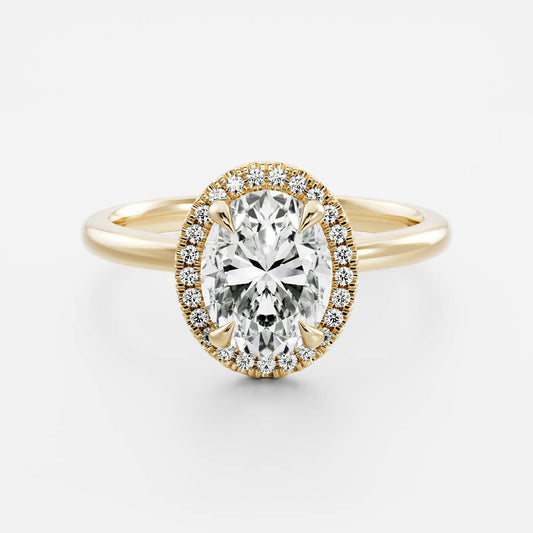 1 CT Oval Halo Moissanite Engagement Ring