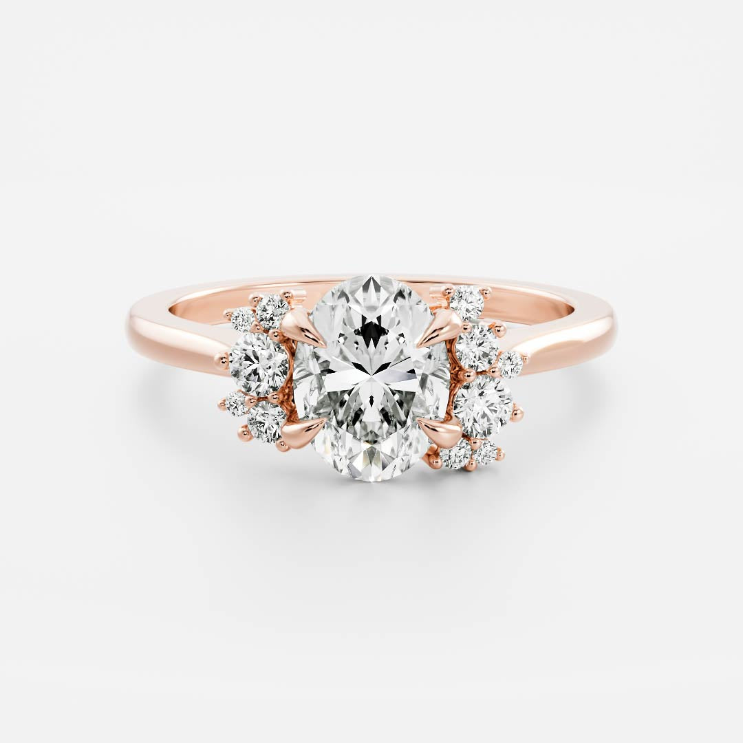 1 CT Oval Cluster Moissanite Engagement Ring