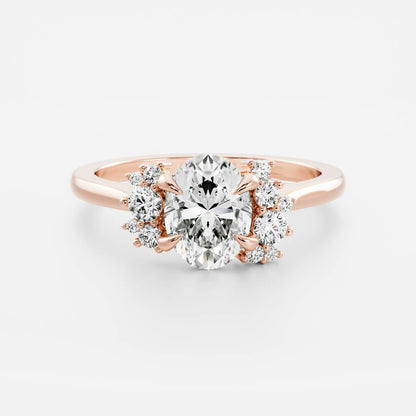1 CT Oval Cluster Moissanite Engagement Ring
