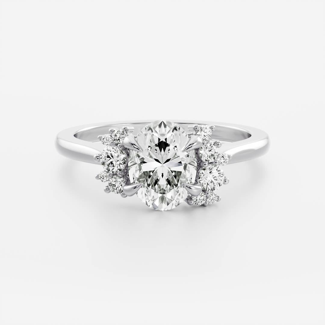 1 CT Oval Cluster Moissanite Engagement Ring
